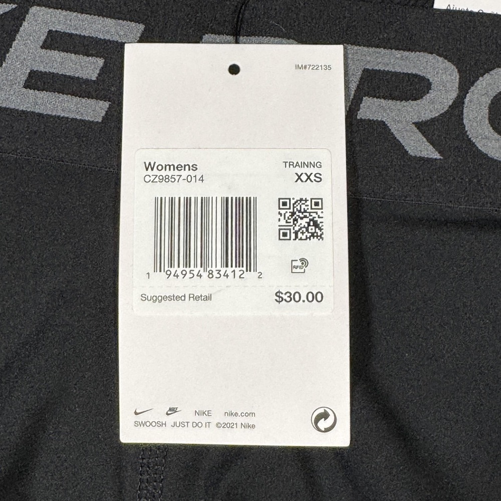 Nike Pro Shorts Womens XXS Black Dri-FIT 3" Mid Rise Gym Pro 365 CZ9857-014 - Picture 2 of 10